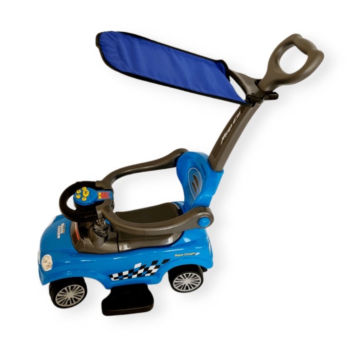 Pojazd jeździk dziecięcy autko 3w1 z daszkiem Niebieski